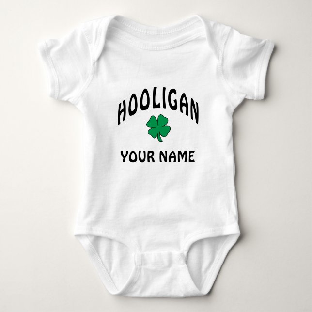 Body Para Bebê T-shirt irlandês personalizado do hooligan (Frente)