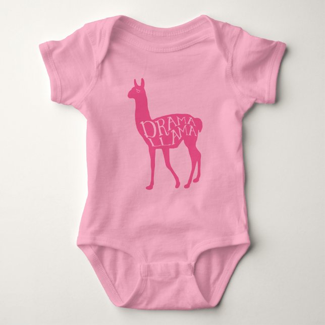 Body Para Bebê T-Shirt Lama, Drama Rosa (Frente)