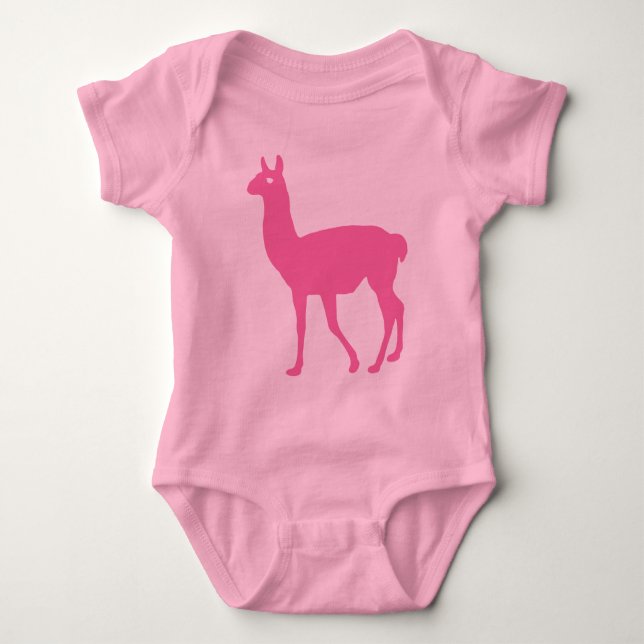 Body Para Bebê T-Shirt Lama Rosa (Frente)