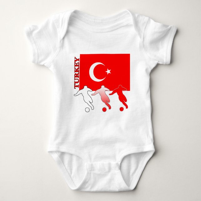 Body Para Bebê T-shirt leve de Turquia do futebol (Frente)