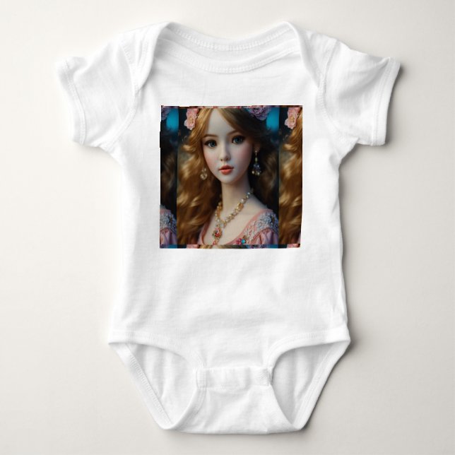Body Para Bebê T-shirt para crianças com fotos bonecas (Frente)