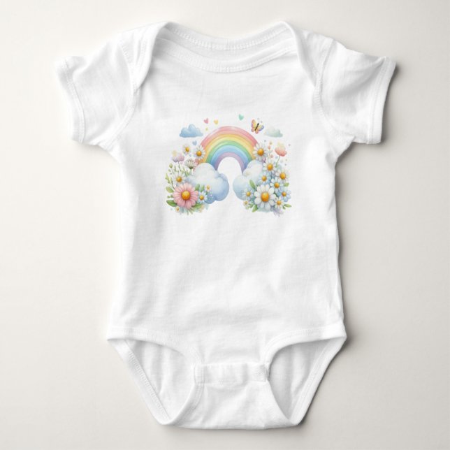 Body Para Bebê T-Shirt-Pastel Spring Infant Apparel (Frente)
