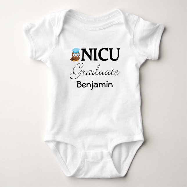 Body Para Bebê T-shirt personalizada do Formando NICU Baby Boy (Frente)