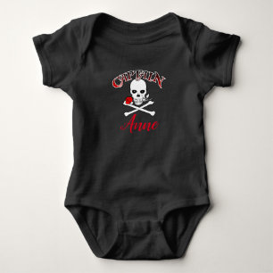 Body Para Bebê T-Shirt Personalizada Jolly Roger (Rosa)
