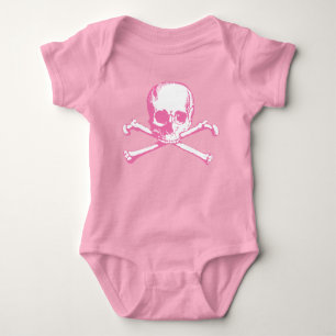 Body Para Bebê T-Shirt Pink Skull E Crossbones