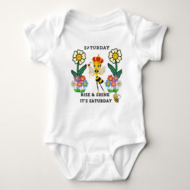 Body Para Bebê T-Shirt Sábado Surgido e Brilhante (Frente)