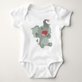 Body Para Bebê T-shirt sonolento bonito do bebê do elefante dos