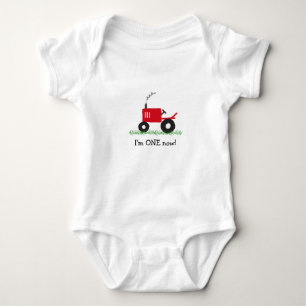 Body Para Bebê T-shirt vermelho do trator da criança: Personaliz