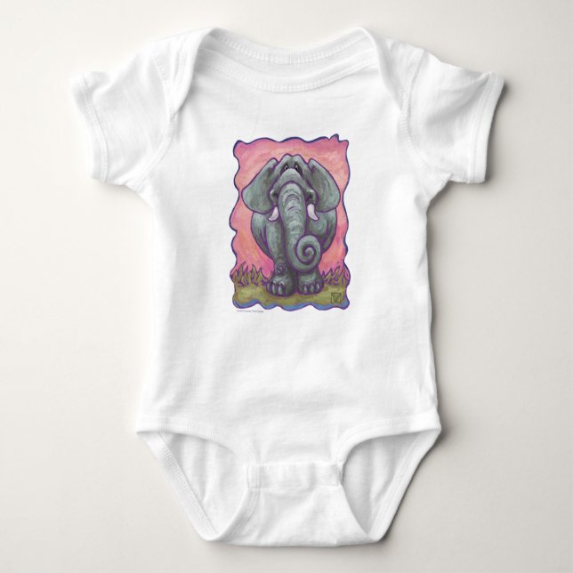 Body Para Bebê T-Shirts de elefante (Frente)