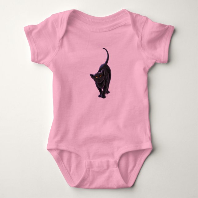 Body Para Bebê T-Shirts de Gato Negro (Frente)