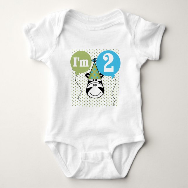Body Para Bebê T-shirts e dotes de segundo aniversário Zebra (Frente)