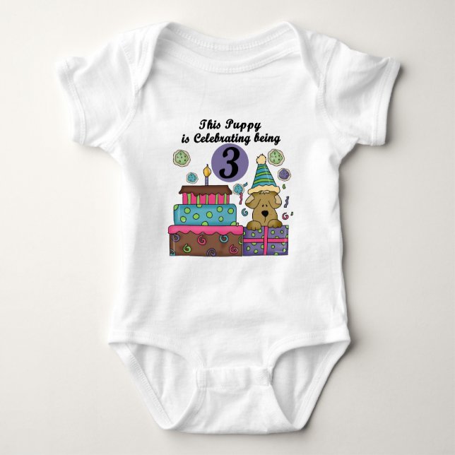 Body Para Bebê T-shirts e presentes de aniversário de 3 anos (Frente)