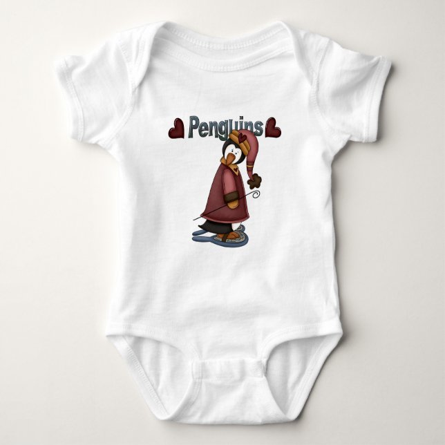 Body Para Bebê T-shirts e presentes de pinguim-neve (Frente)