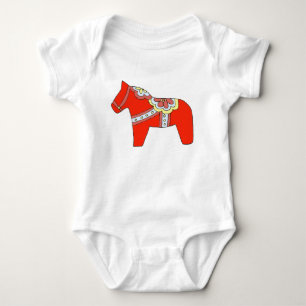 Body Para Bebê T vermelho da criança do cavalo