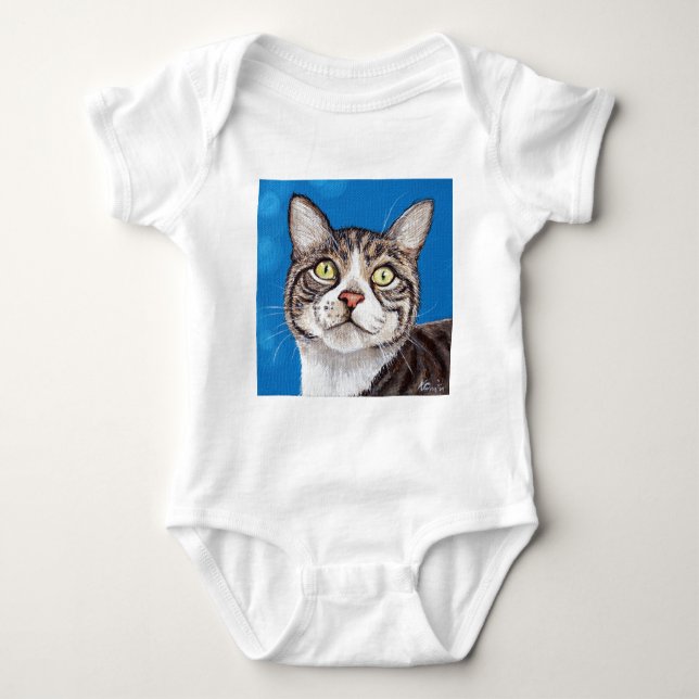 Body Para Bebê Tabby Cat Painting (Frente)