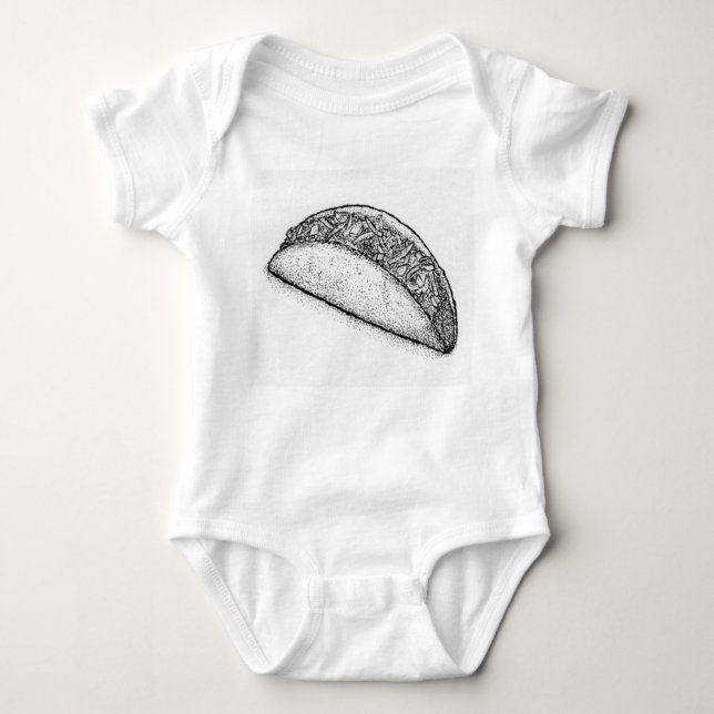 Body Para Bebê Taco 'Bout Adorable: Hand-Drawn Monochromatic Taco (Frente)