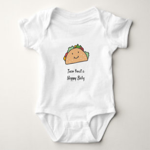 Body Para Bebê Taco de sorriso personalizado sobre um bebê feliz
