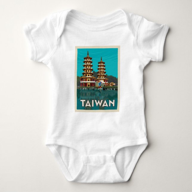 Body Para Bebê Taiwan | Dragão E Pagodas De Tigre (Frente)