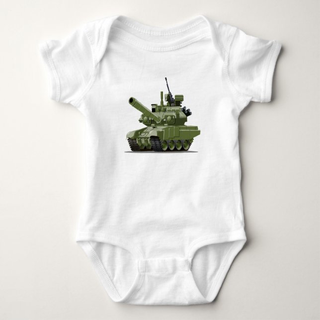 Body Para Bebê Tanque blindado moderno de desenho animado (Frente)