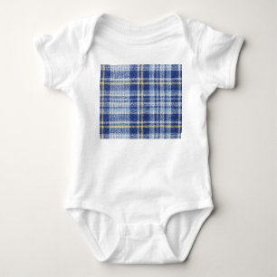 Body Para Bebê Tartan Amarelo Azul: Xadrez Moda