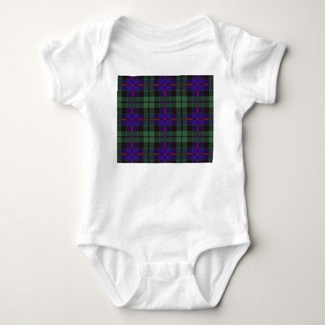Body Para Bebê Tartan do Scottish da xadrez do clã de Morrison (Frente)