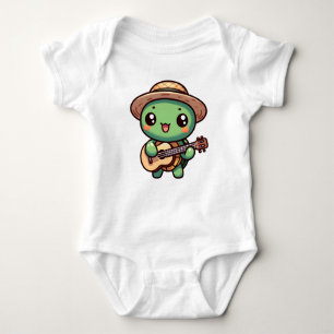 Body Para Bebê Tartaruga Chibi Cuja Tocação Toca Violão