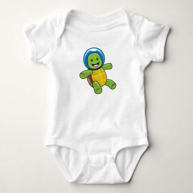 Body Para Bebê Tartaruga como astronauta com bola de vidro (Frente)