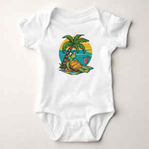 Body Para Bebê Tartaruga de Praia com Bebida de Coco