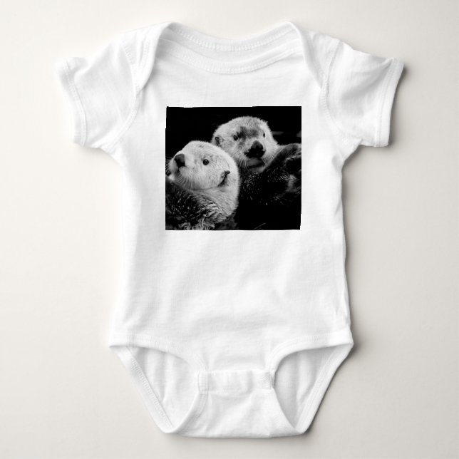 Body Para Bebê Tartes do Mar: Par Branco Negro. (Frente)