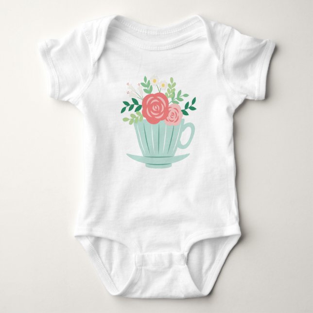 Body Para Bebê Teacup Floral (Frente)