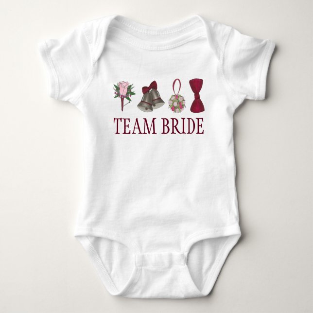 Body Para Bebê TEAM BRIDE Rosa de Flower-Girl (Frente)