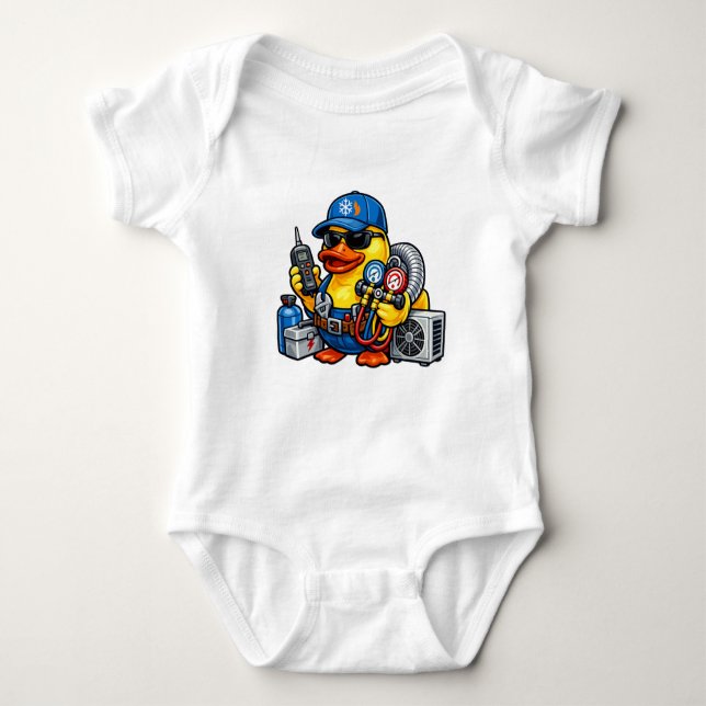 Body Para Bebê Técnico de HVAC Pato de Borracha (Frente)