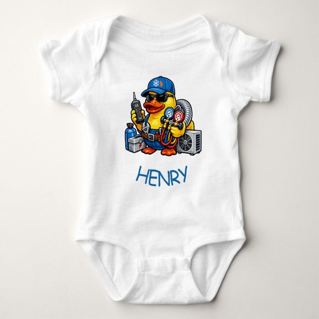 Body Para Bebê Técnico de HVAC Pato de Borracha (Frente)