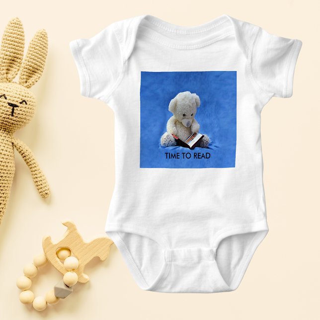 Body Para Bebê Teddy Bear Time to Read Blue Stuffed Animal, ZKOA (Teddy Bear Time to Read Blue Stuffed Animal, ZKOA Baby Bodysuit)
