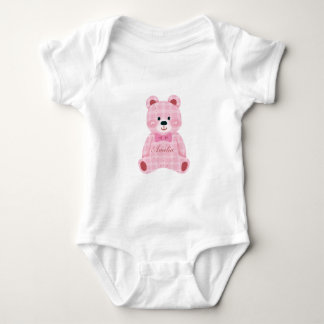 Body Para Bebê Teddy de Gingham Rosa