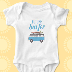 Body Para Bebê Tema do Surf Kombi Retro