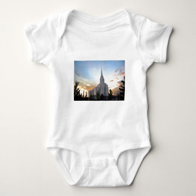 Body Para Bebê templo mórmon Oquirrh Mountain Utah LDS (Frente)