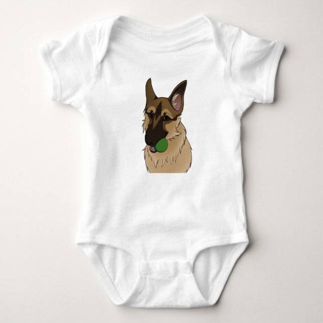 Body Para Bebê Tempo de Reprodução do german shepherd com a Bola (Frente)