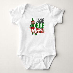 Body Para Bebê Tenha um elfo um Natal alegre e feliz - menino