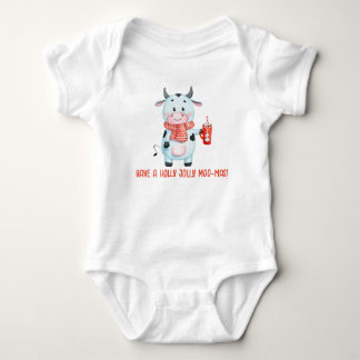 Body Para Bebê Tenha um Natal Moo-mas Santo e Alegre