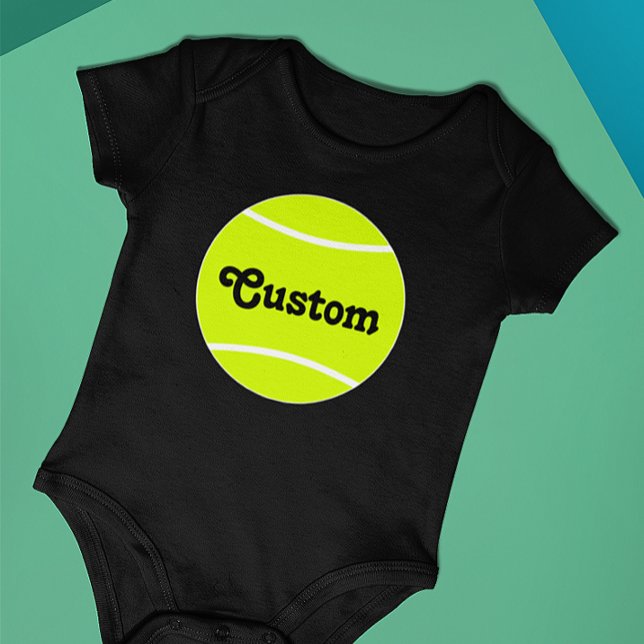 Body Para Bebê Tênis Ball Texto Personalizado Tênis Bebê (Tennis baby onesie bodysuit with custom team name or text)