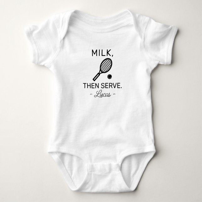 Body Para Bebê Tennis Baby Announcement Milk, Then Serve - Tennis (Frente)