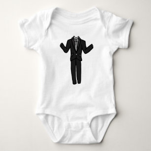 Body Para Bebê Terno de Tuxedo Cinza Escuro de Desenho Animado