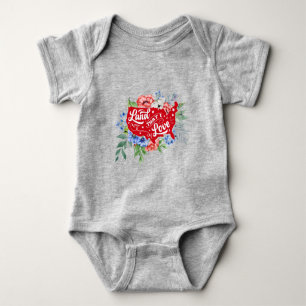 Body Para Bebê Terra floral azul e branca vermelha que eu amo Bab