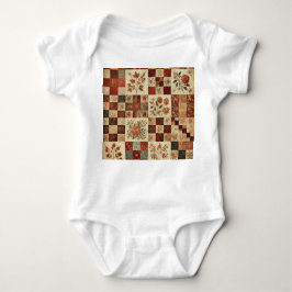 Body Para Bebê Terracotta Patchwork Rustic Retro Floral Design