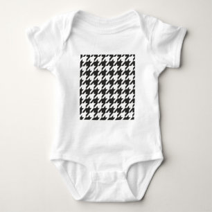 Body Para Bebê Teste padrão cinzento de Houndstooth, preto e