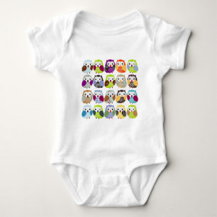 Body Para Bebê Teste padrão colorido da coruja