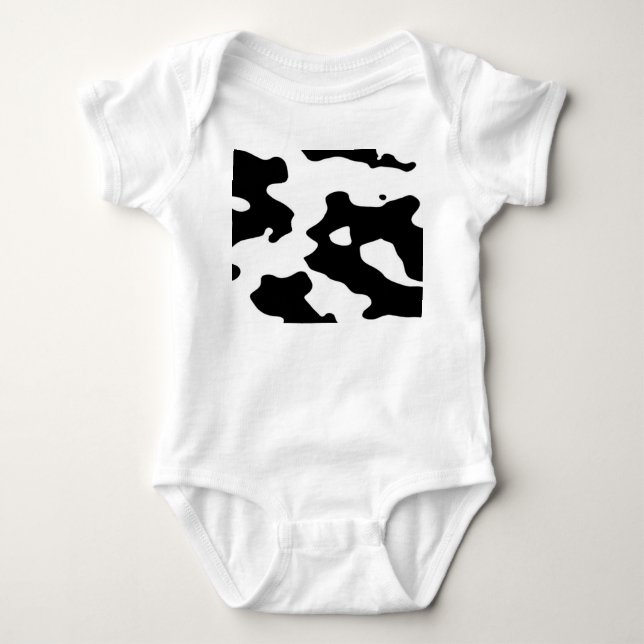 Body Para Bebê Teste padrão da vaca preto e branco (Frente)