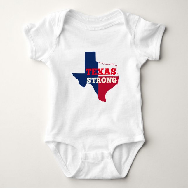 Body Para Bebê Texas do vermelho, o branco & o azul "forte " (Frente)