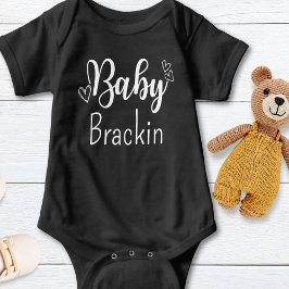 Body Para Bebê Texto Branco Personalizado para Bebês Unisex